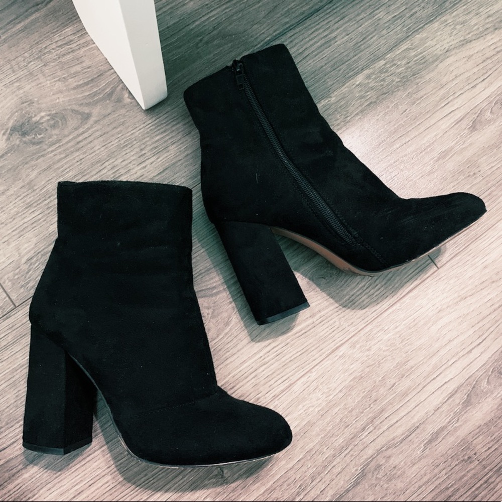 black suede booties